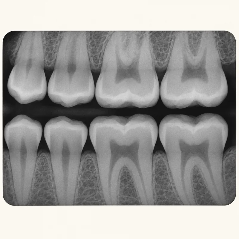 Medical teaching illustration: A targeted view between teeth