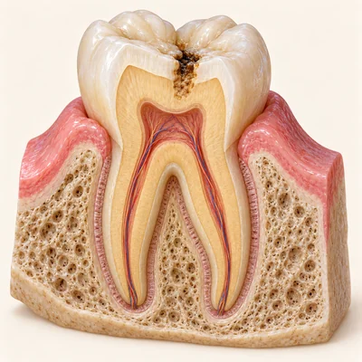 Teaching illustration: Dental filling