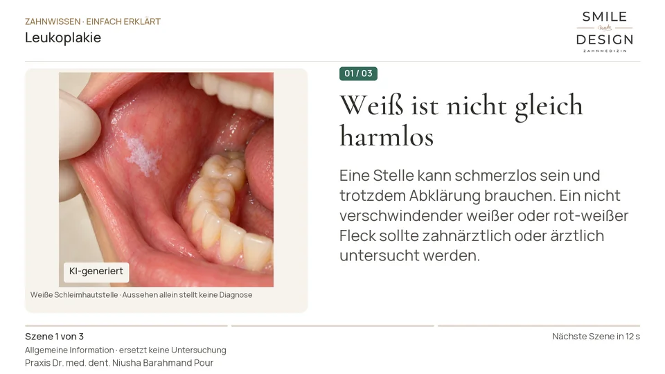 Short film (German): Why should a persistent white patch be examined?