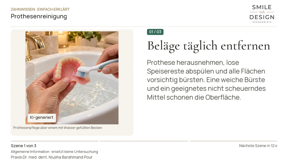 Kurzfilm: Wie bleibt herausnehmbarer Zahnersatz sauber?