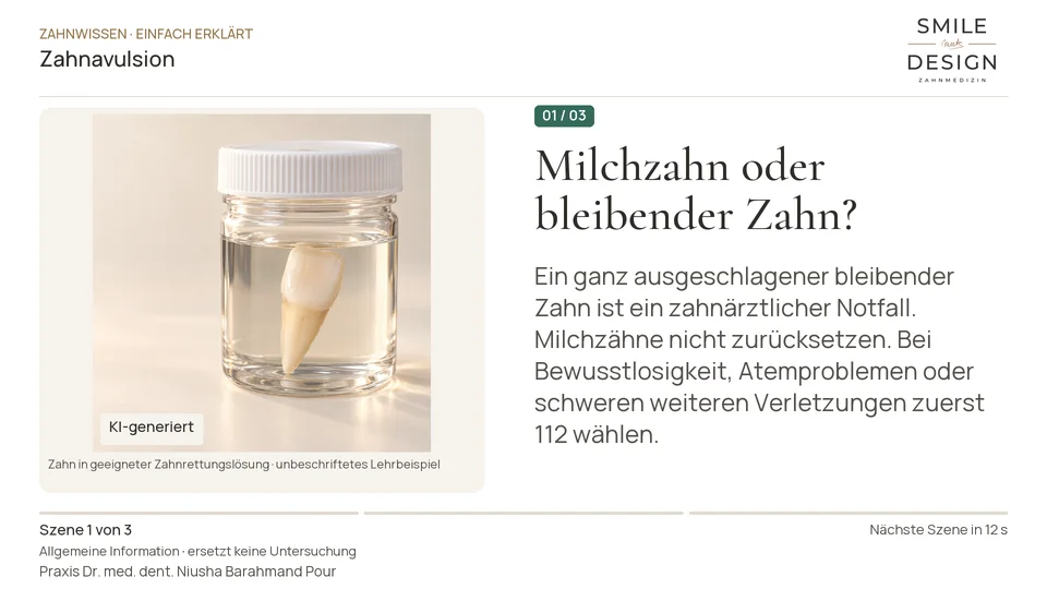 Short film (German): A tooth is completely knocked out – what matters now?