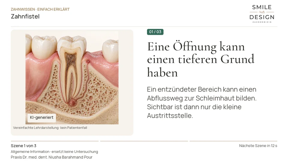 Kurzfilm: Was bedeutet ein kleines Eiterbläschen am Zahnfleisch?