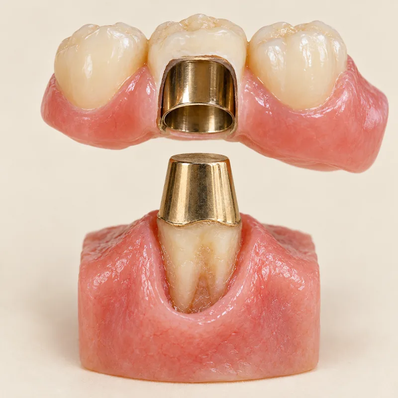 Medical teaching illustration: Two crowns fit together